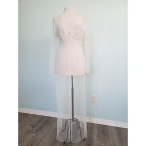 VTG Nordstrom Women's M L White Duster Lingerie Sheer Mesh Robe Coquette NWT